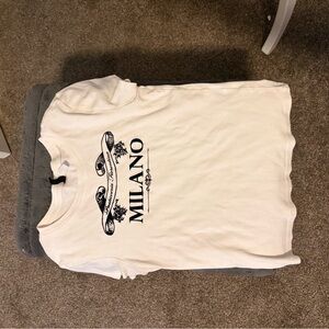 H&M White Tee with Black Milano Design